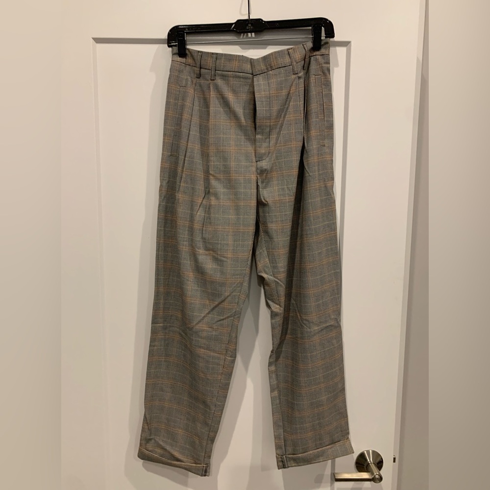 Plaid work pants size L nwt